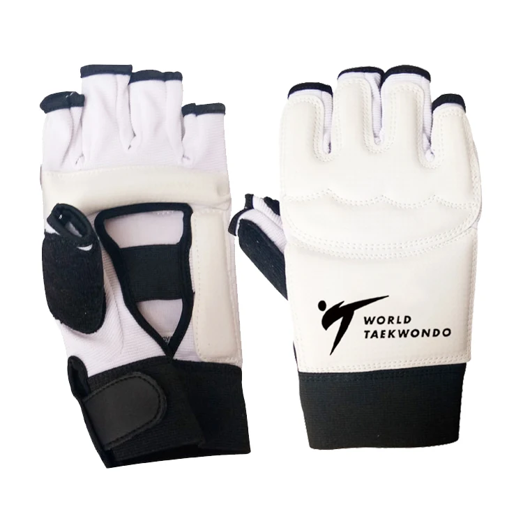 

Custom logo white thai training hand guard gym half mitts sparring taekwondo gloves, White,black,blue,red