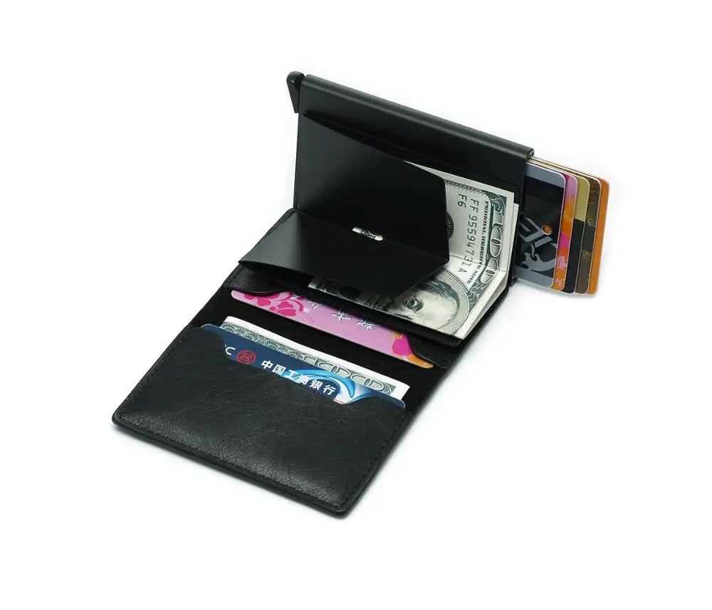 
Amazon Hot Sale Wholesale & Customized Auto pop up Credit Card Holder Aluminum Case Pocket Travel Business Wallet 