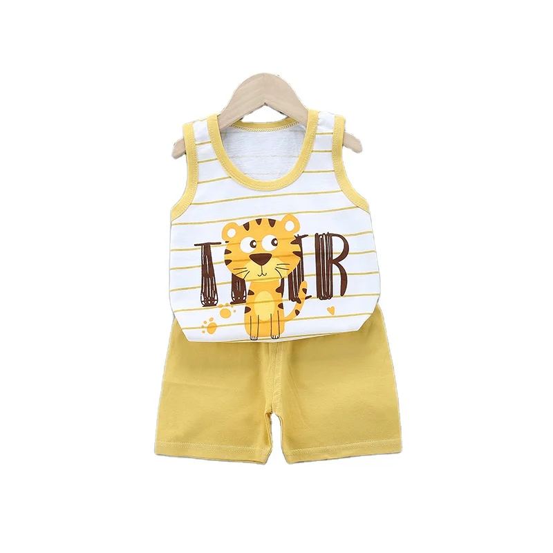 

Summer vest set for kids baby 100% cotton sleeveless shorts for kids Boy set for kids fashion clothes
