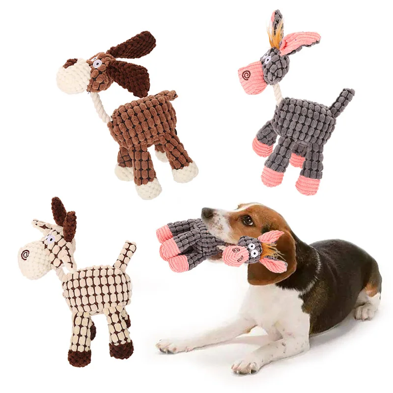 

Best Seller Stuffed Donkey Pet Squeaky Toy Cute Plush Dog Tough Toys Beejay Interactive Puzzle Game, White, brown, gray