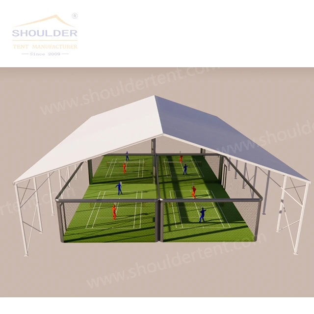 

Outdoor Large Aluminum Tennis Court Tent, White blue yellow red