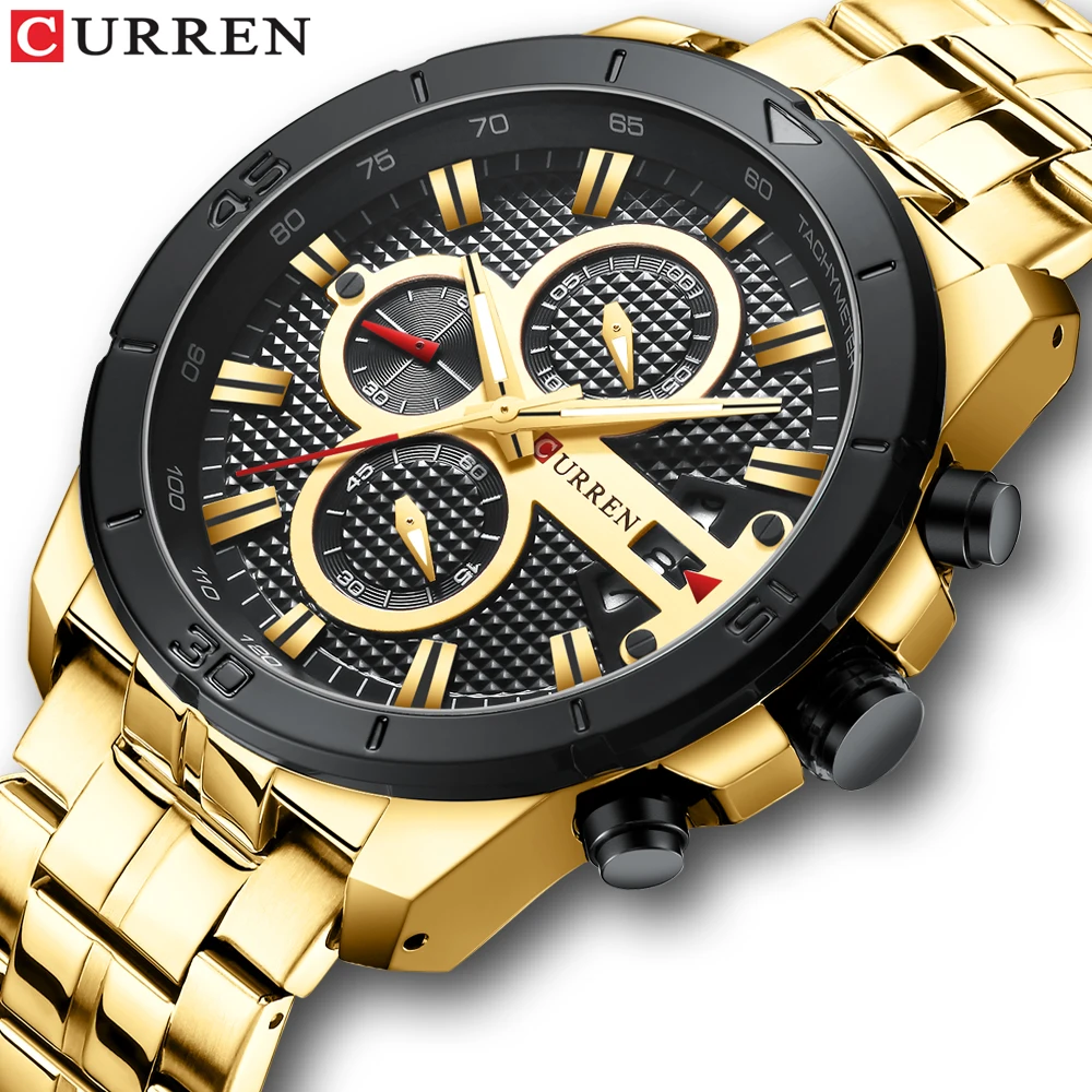 

CURREN 8337 Men Luxury Business Japan Quartz Watches Stainless Steel Casual Auto Date Calendar Wristwatch, 4 colors