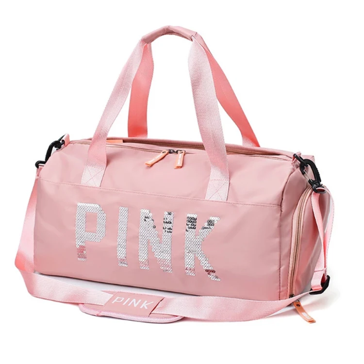 

Osgoodway2 Waterproof Sports Swim Women Gym Bag Pink Travel Duffel Bag with Dry Wet Separation Pocket, Pink, black or customized