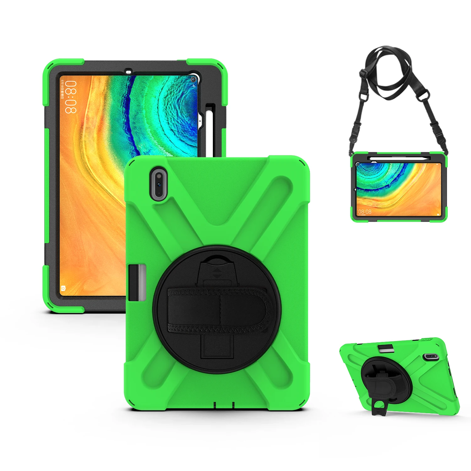 

Yapears shockproof heavy duty rugged case for Huawei MatePad Pro  with rotational stand / handle / strap