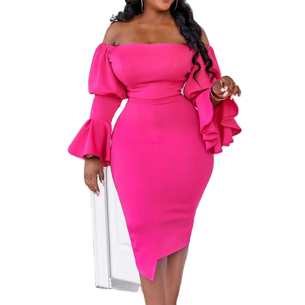 

D3090 2022 New Spring and Summer Trumpet Sleeve Wrap Hip Tight Fashion Elegant Casual Dresses Women Green Dress