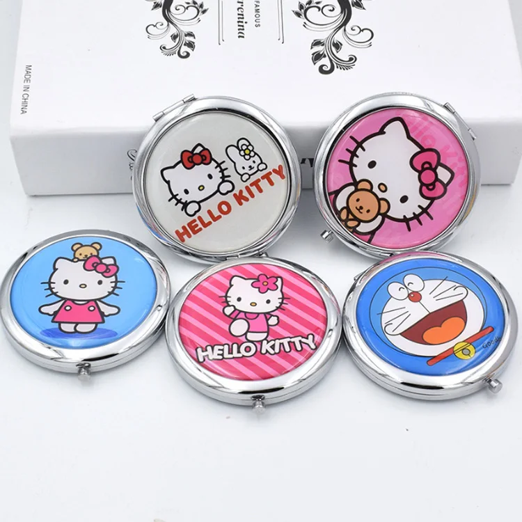 

Wholesale round folding decorative hello kitty pocket cosmetic mirror compact makeup mirror, Silver