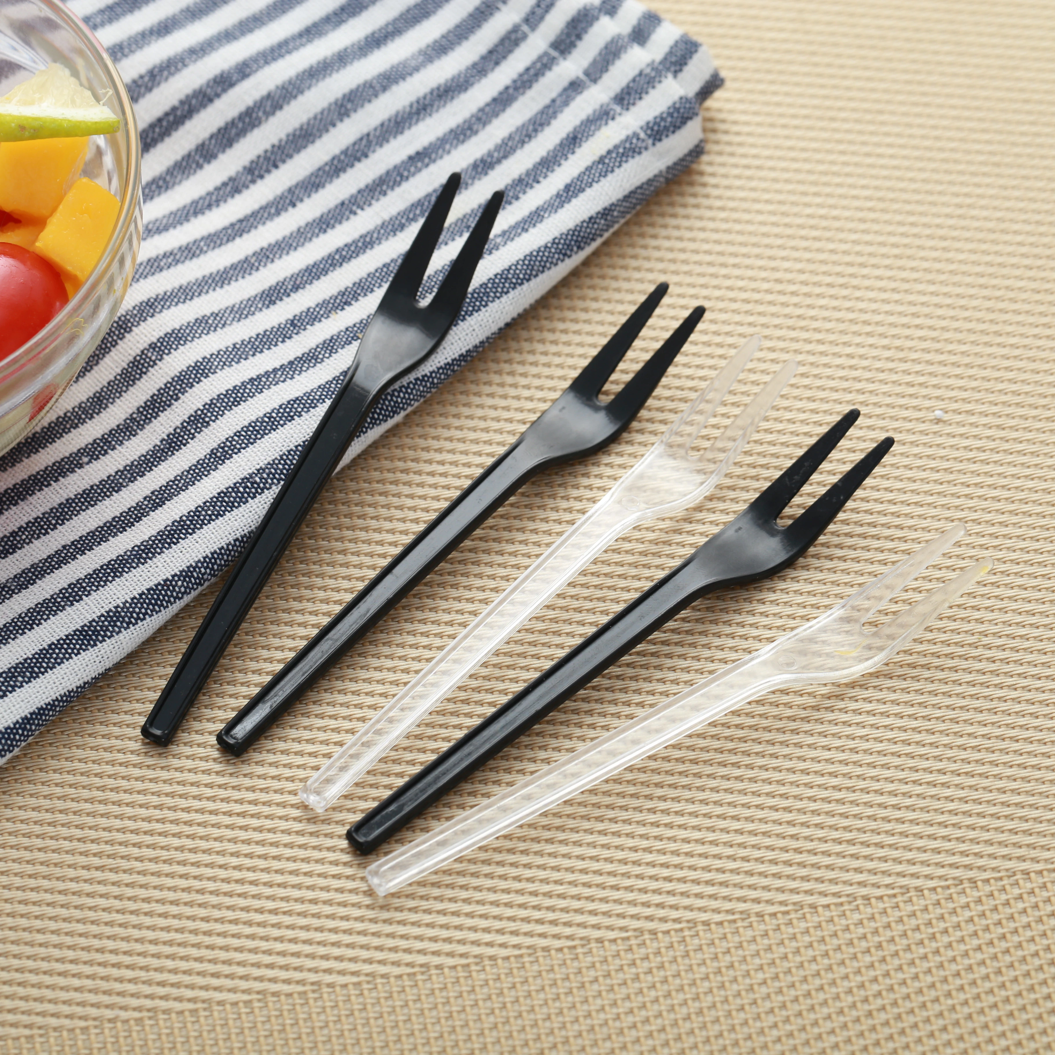 

Disposable fruit fork plastic high-end household food picks cake dessert tasting snack plastic fork