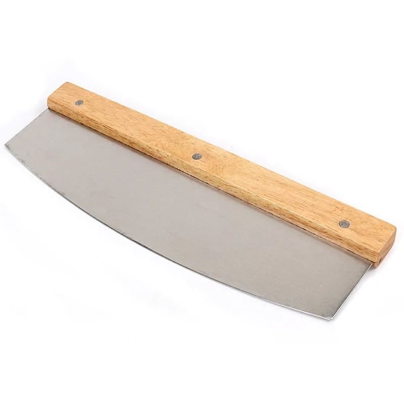 

Sharp and Durable Pizza Rocker with Wooden Handle Pizza Cutter Knife, As shown