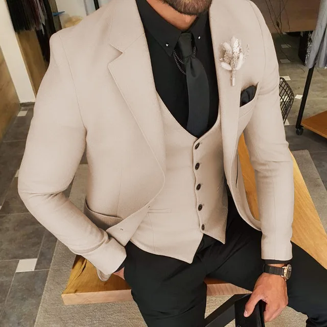 

Costume Business Notch Lapel Men Suits Wedding Groom Tuxedo Slim Fit Terno Masculino Prom Party Blazer 3 Pcs Jacket+Pant+Vest, Custom made