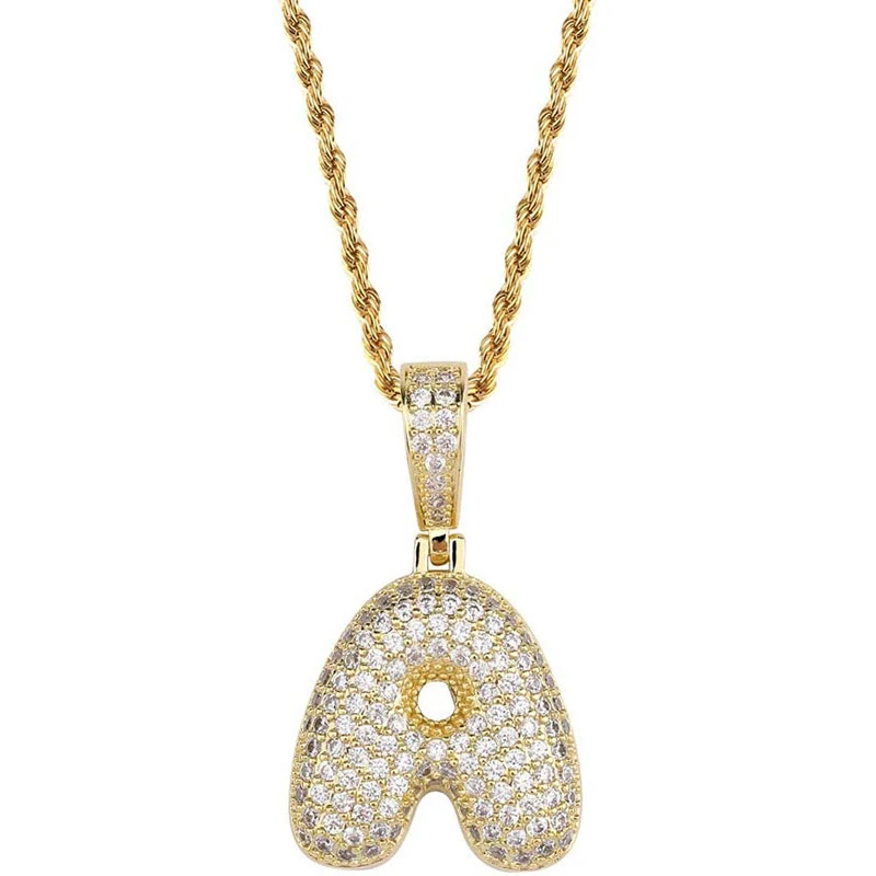 

Rap 26 Original English Fat Letter copper zircon Micro hip hop initial letter gothic custom chain necklace