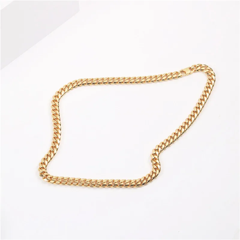 

18K PVD Gold Plated Chunky Cuban Chain Necklace Lock Jewelry, Gold color