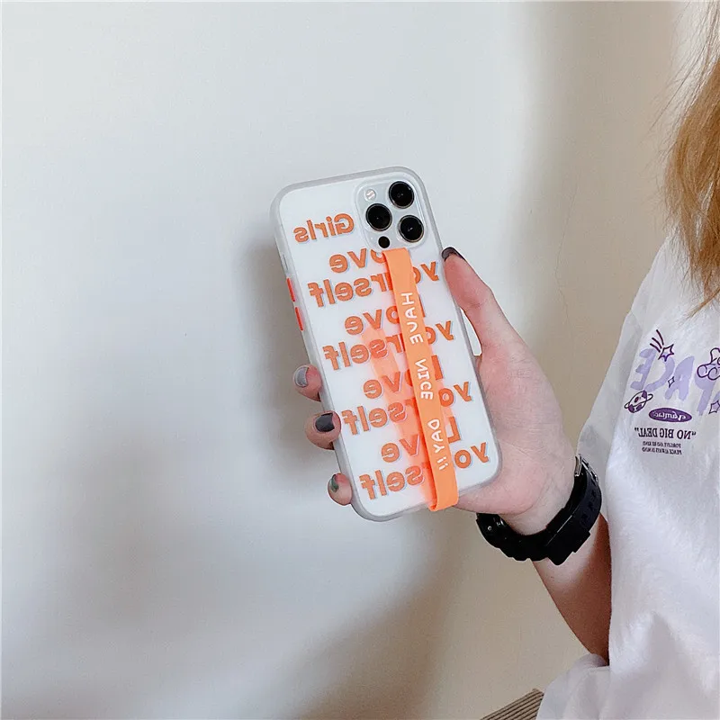 

Amazon Hot Sale Product Drop Protection Shockproof Clear Mobile Cellphone Back Case Cover With Lanyard For iphone for samsung, Orange