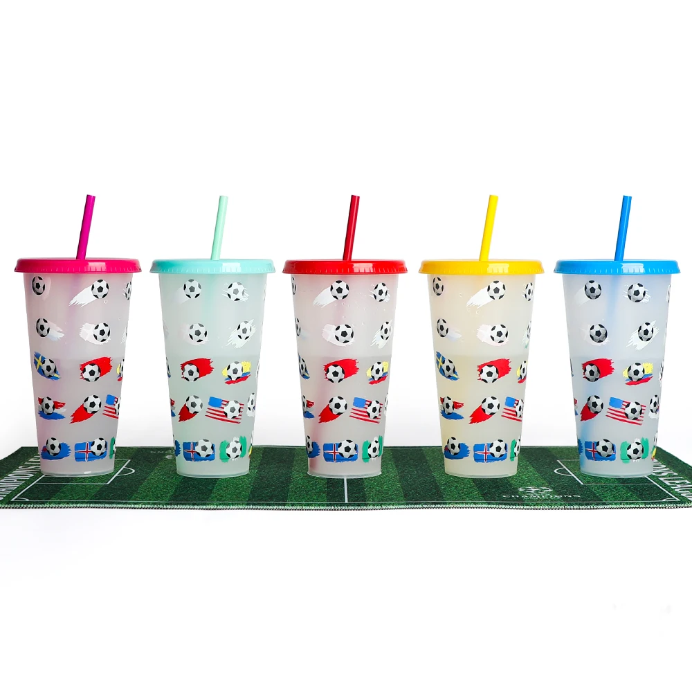 

New in 2022 600/700 ml National football Cups with specific logo reusable pp plastic beer cup, Customized color plastic pp cup