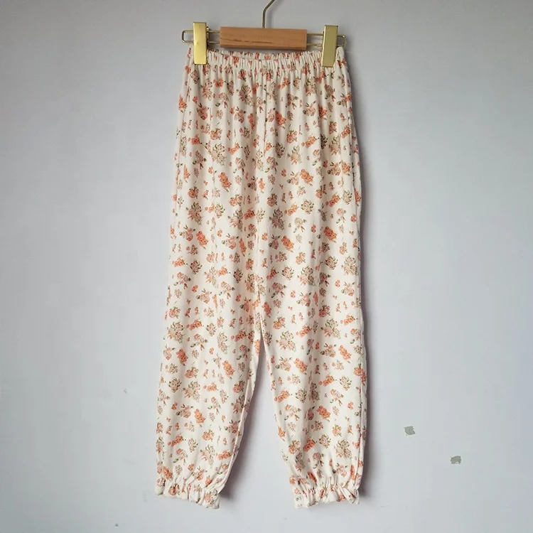 
High Quality Spring Kid Girls Sweet Floral 100% Cotton Long Sleeve Pajamas Set 