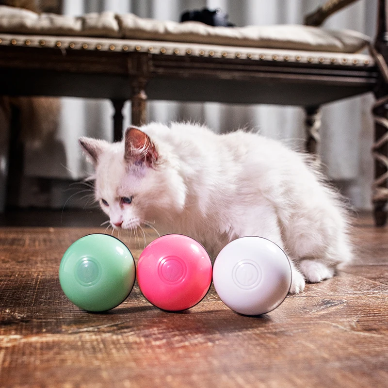 

Eco Friendly ABS Interactive Motorised Pet Cat Laser Toy Electronic Ball With USB Charging Jouets Pour Chat Juguetes De Gatos, White/green/pink