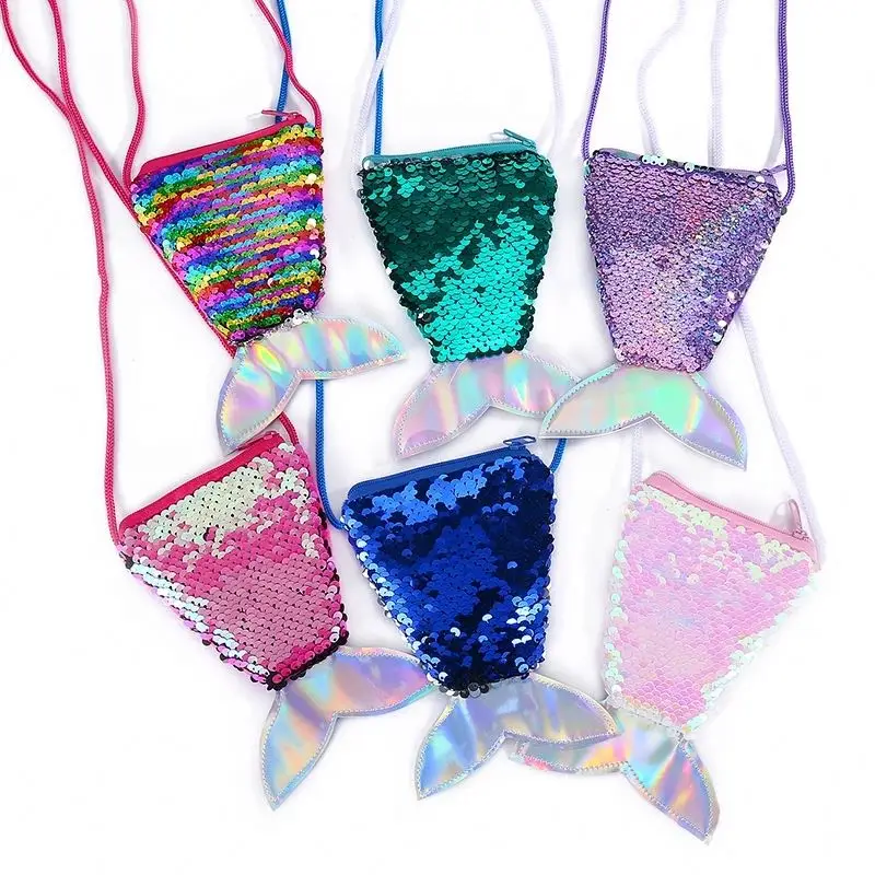 

Mermaid Tail Coin Purse Mermaid Tail Sequin Crossbody Coin Wallet Bags for Kids Little Girls Mermaid Party Birthday Gifts, Colorful