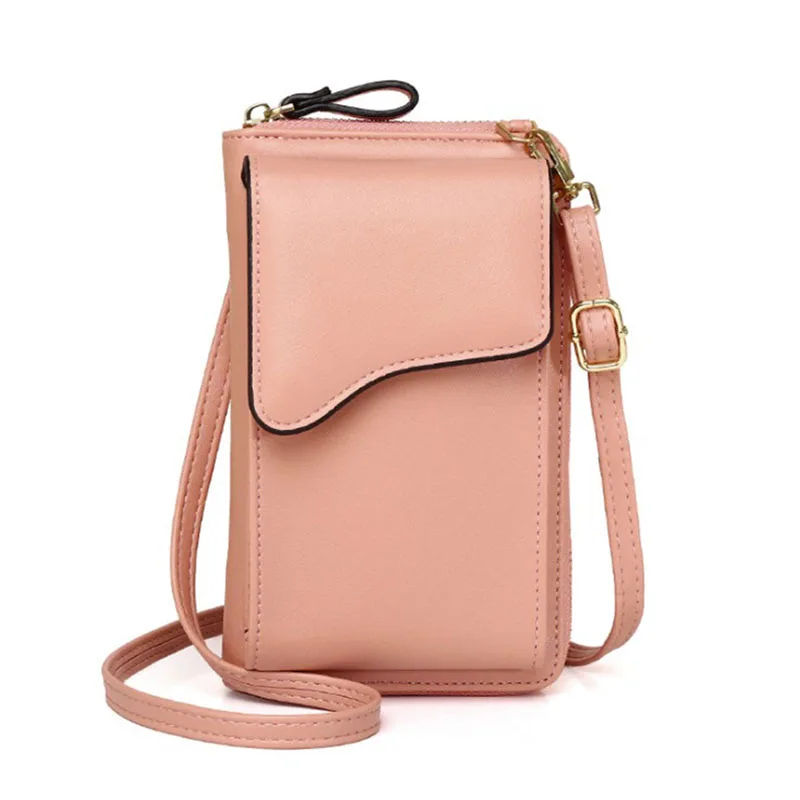 

Cell Phone Purse PU Leather mobile phone holder shoulder bag wallet crossbody messenger bag, Black,pink,,red,blue,apricot