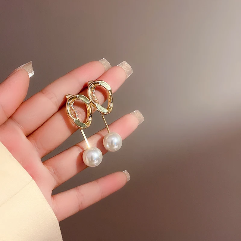 

trendy hollow circle drop pearl fashion jewelry 2021 earrings