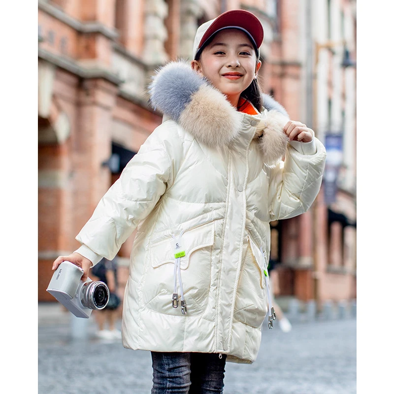 

Multicolor in Winter Waterproof Girl Big Children Down Jacket Kids Windproof Coats