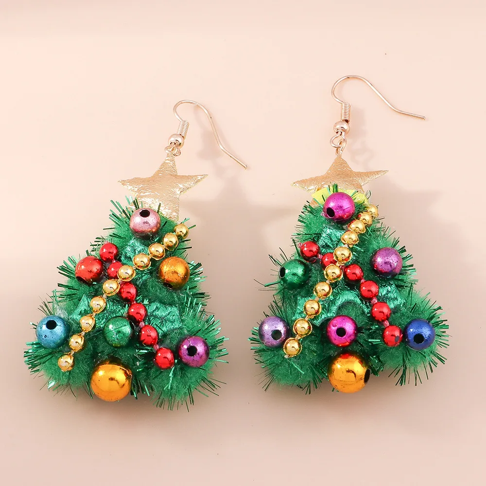 

Europe and America Christmas 2023 New Christmas Tree Earrings Personalized Colorful DIY Felt Christmas Earrings