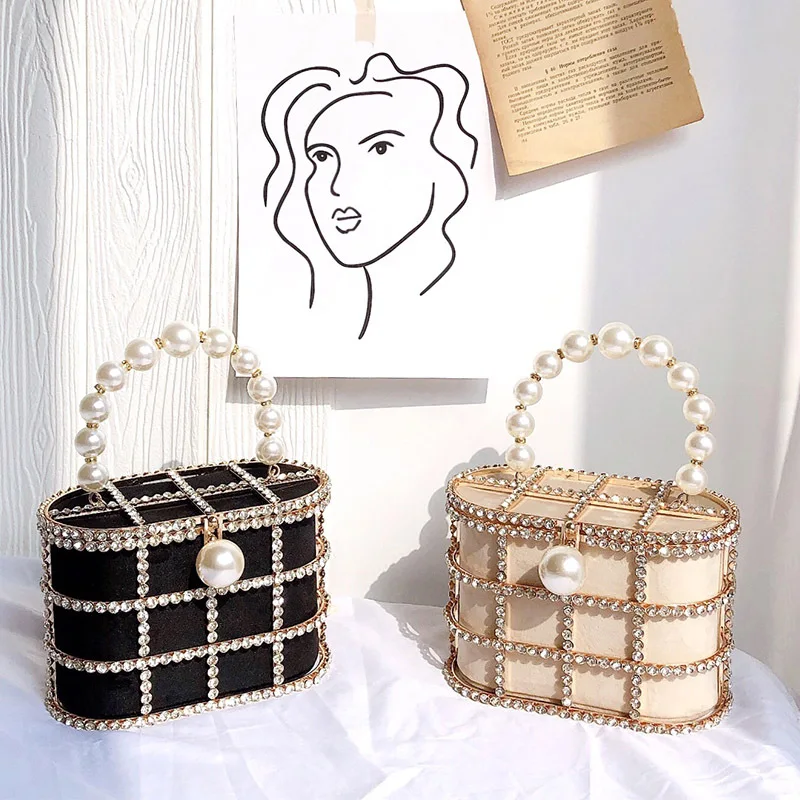 

Fashion Pearl Hand Bag For Girls Party Clutches Handbags Luxury Dinner Bucket Box Crossbody Purse Women Evening Bag