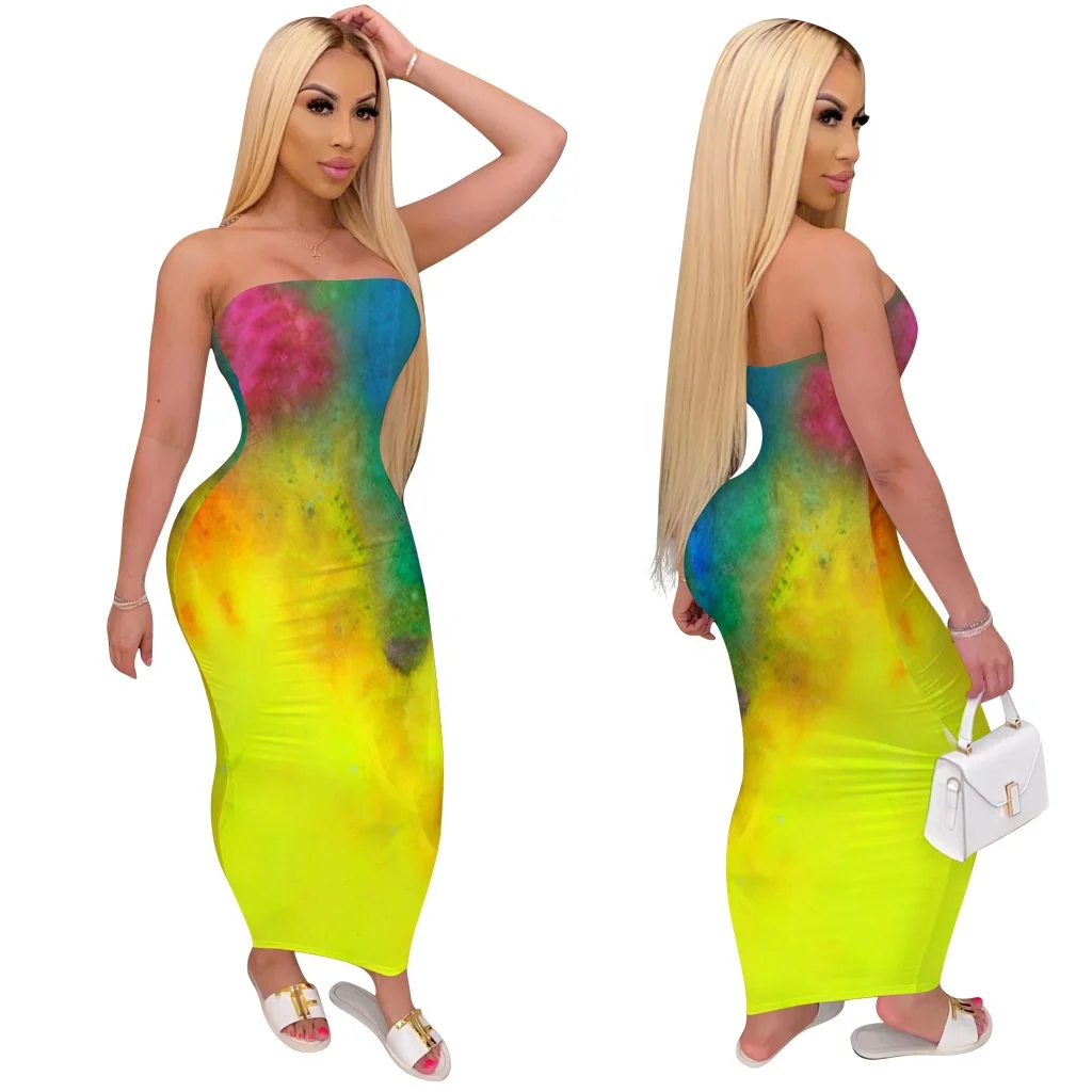 

New design tye dye summer bandage dresses women 2020