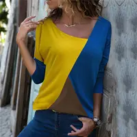 

Rogi Autumn Long Sleeve Blouse Women 2020 Casual Skew Collar Patchwork Shirt Slim Office Lady Blouses Basic Tops Tee Blusas 2XL