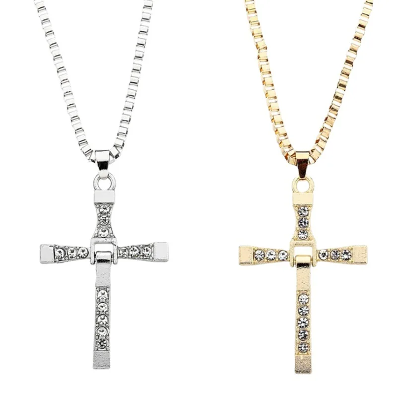 

Simple Design Religious Jewelry Gold Plated Cross Chain male Necklace