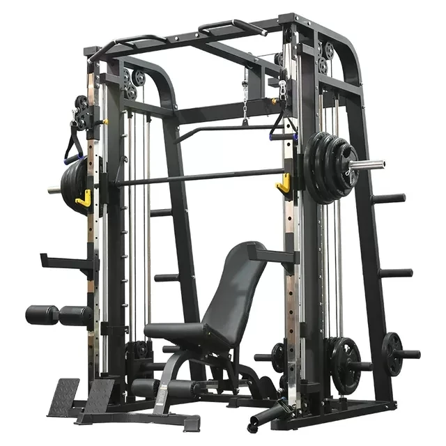 

New Design multi functional Smith machine squat bench press machine equipment for home use or gym, Black