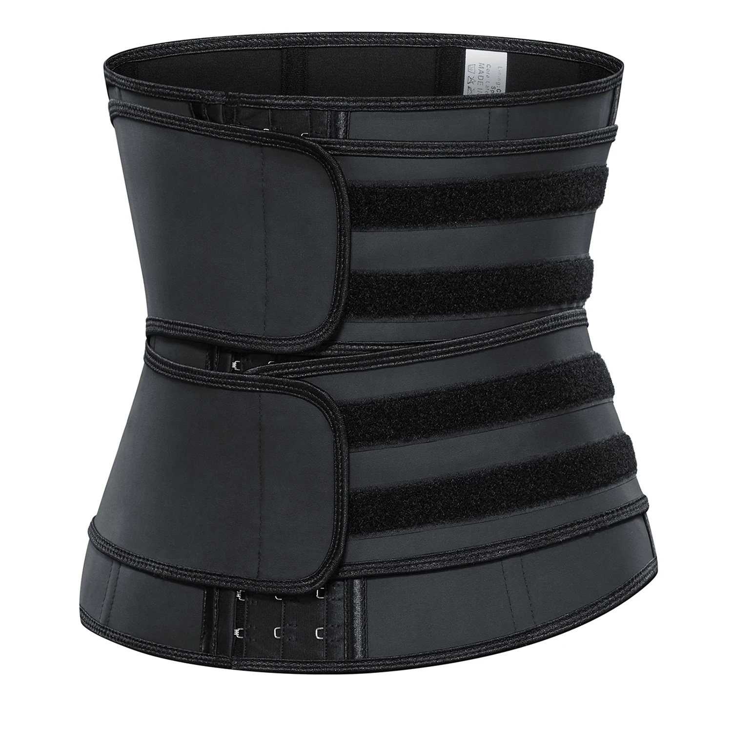 

100% Latex 9 Steel Bones 3 Hooks Adjustable 30cm Long Sweat Waist Trainer Belt, Black