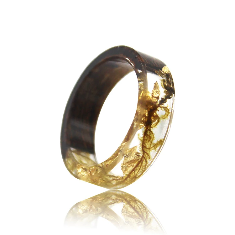 

Charare Personalized dried flower resin wood ring for men jewelry accessories, Multi color