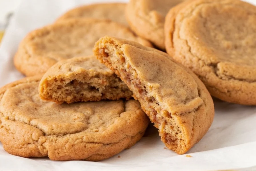 Perfectly baked cinnamon cookies on cooling rack showing golden edges and soft centers