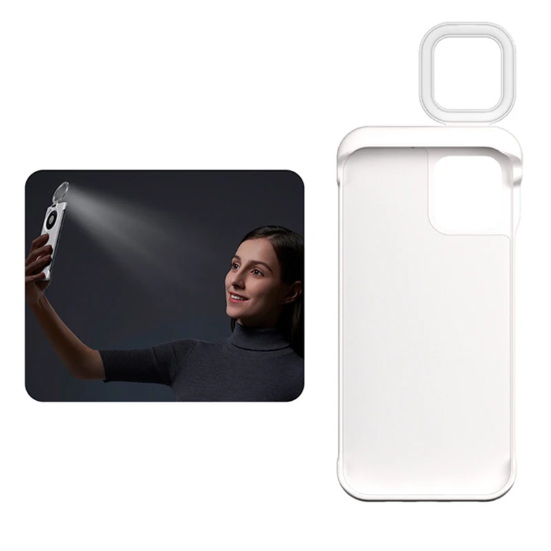 

New design hot sale luminous ring led fill in light cell Phone Case cover pro max mini For iphone 12 selfie