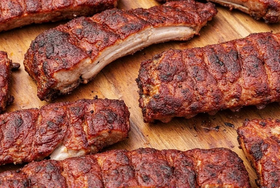 Platter of smoked ribs with side dishes