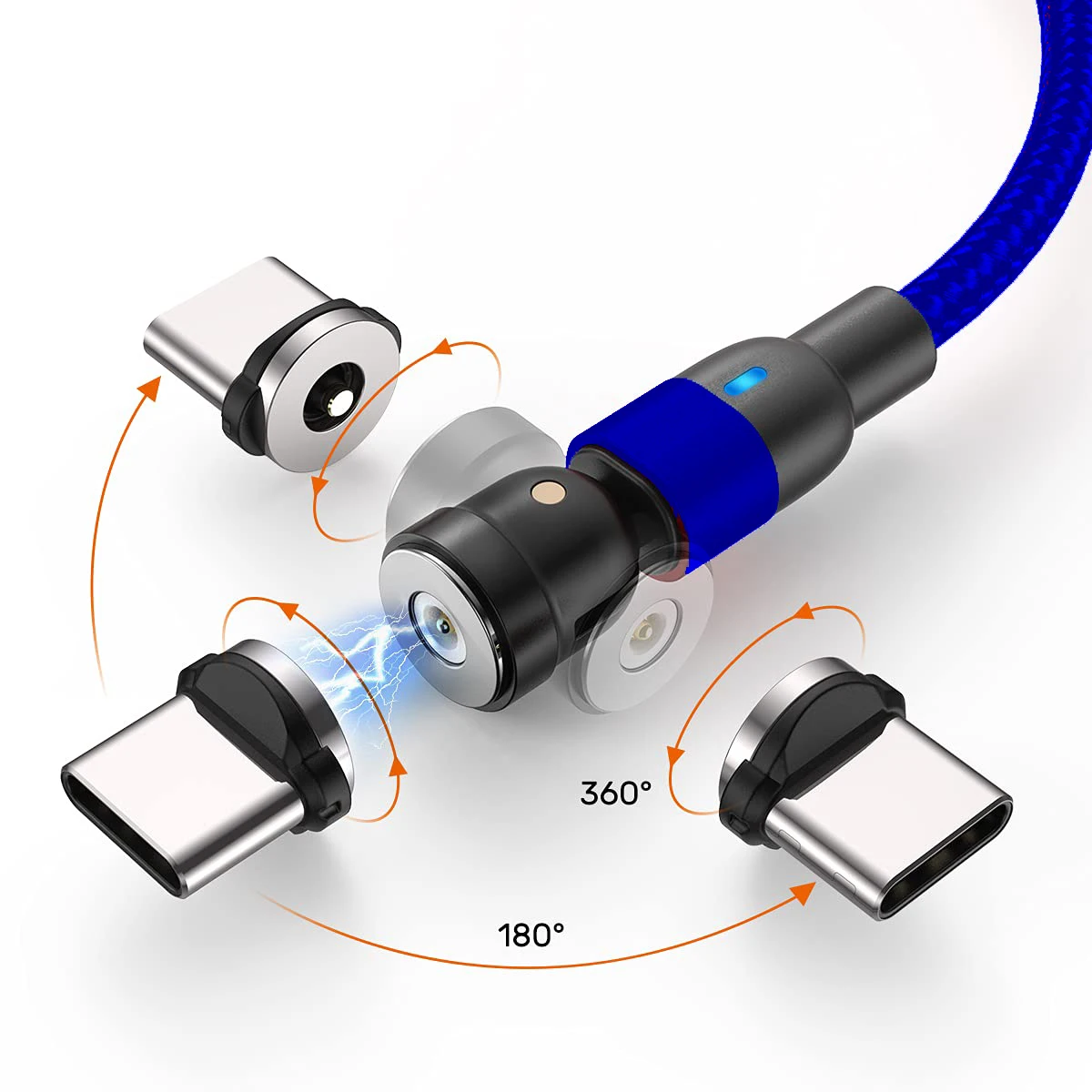 

Amazon Hot Sale 540 Degree Rotation Nylon Magnetic 3 In 1 Fast Usb Charging Cable