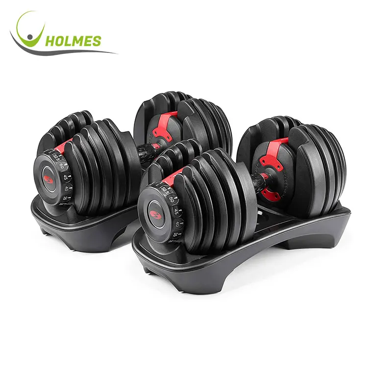 

Wholesale Customized 40kg 90lb weight lifting training gym adjustable pounds dumbbell set, Black+red