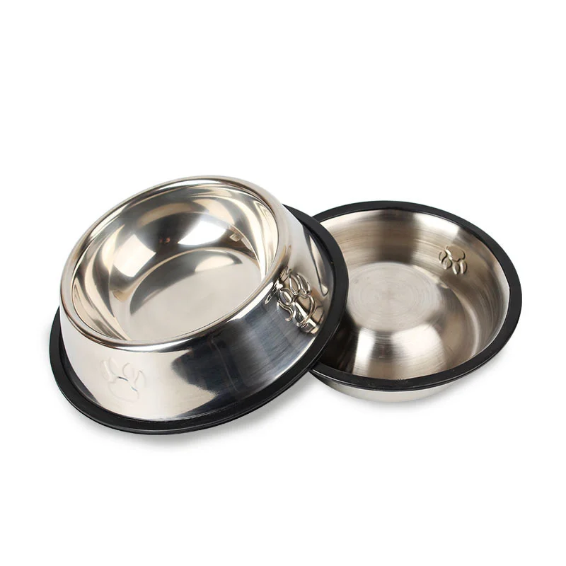 

Wholesale Non-slip Cat Bowl Pet Food Water Feeder Dog Bowl Stainless Steel Pet Bowl With Paw, As picture
