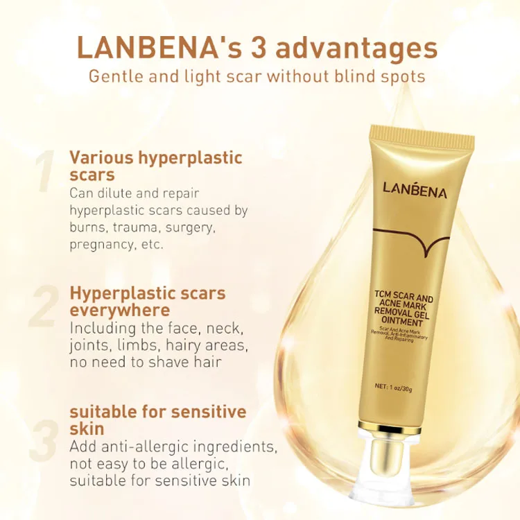 

LANBENA 30ml Skin Care Dark Spot Repairing Gel Acne Mark Scar Removal Cream, White color