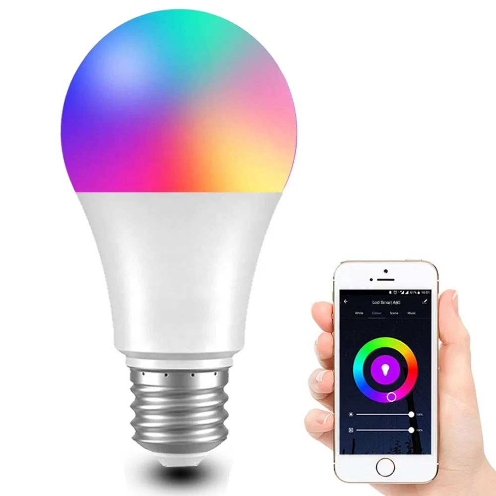 AC 230V Voice Control A60 Smart LED Light Bulb 8W 800LM 2700K-6000K Dimmable Multicolor WiFi Bulb Works with Alexa