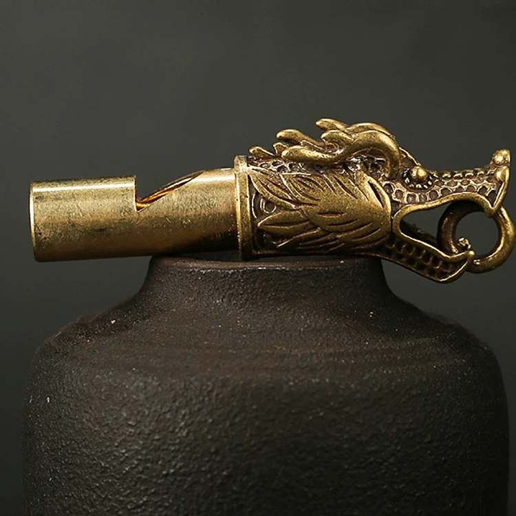 

Dragon Brass Whistle Metal Keychain Pendant Paracord Whistle Buckle