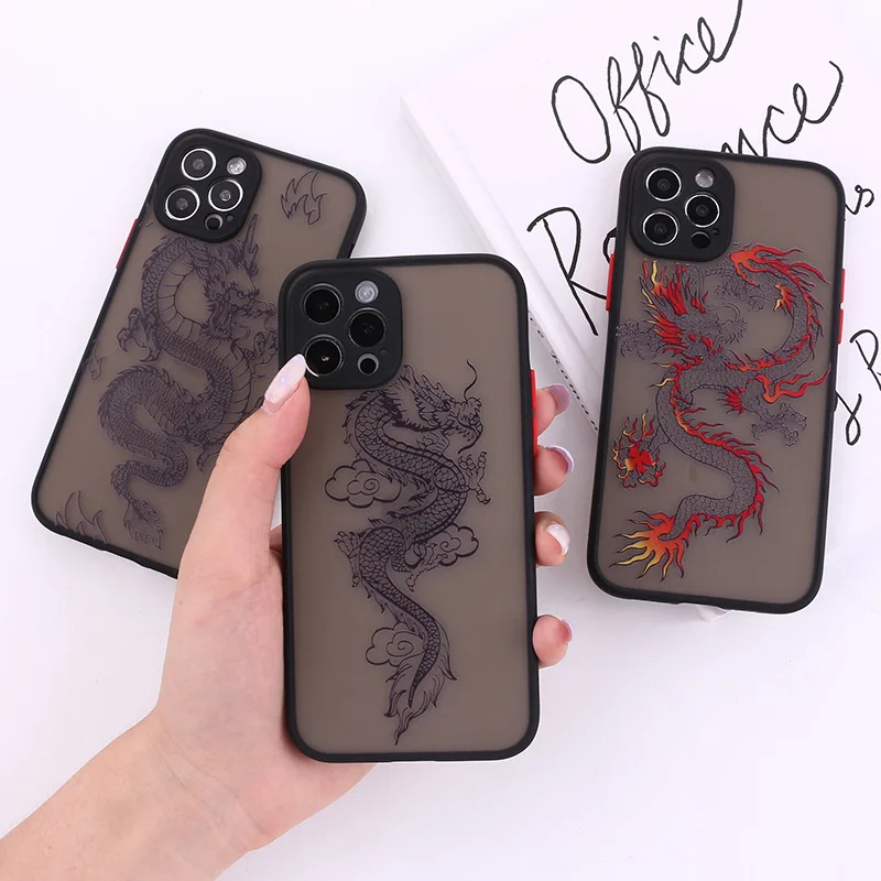 

Painted Dragon phone case skin feel cover anti-knock for iphone 12 mini pro max 11 7 8 plus x xs max shell Customizable pattern