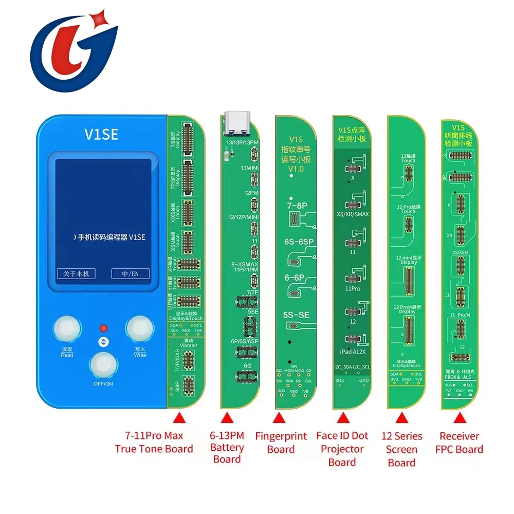 

Jc V1s Repair Tools True Tone Face ID Fingerprint Battery 6 In 1 Mobile Phone Code Programmer For Iphone 7 To 12 Pro Max, Blue