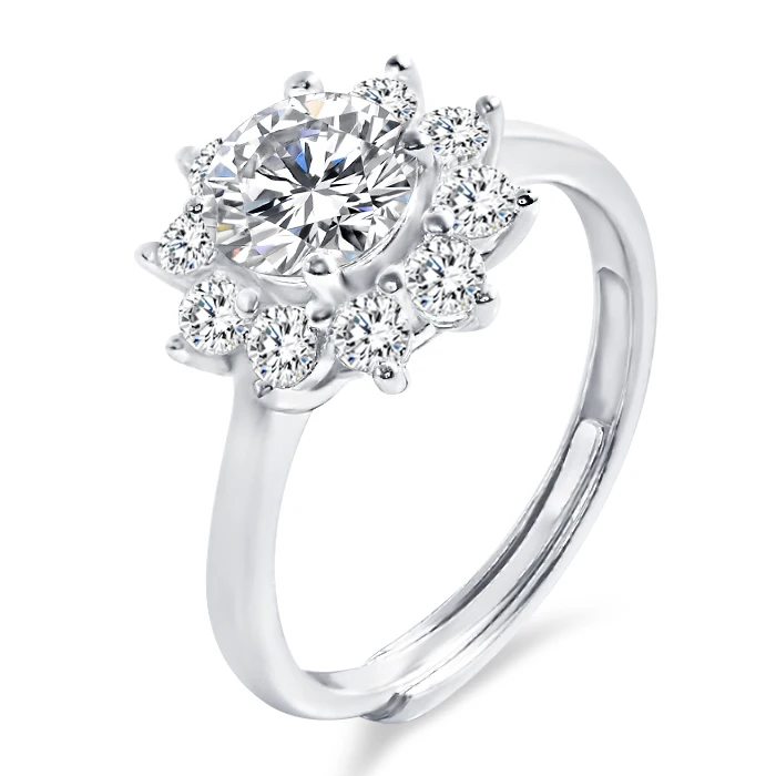 

gold plated jewelry 1ct round moissanite 925 silver ring