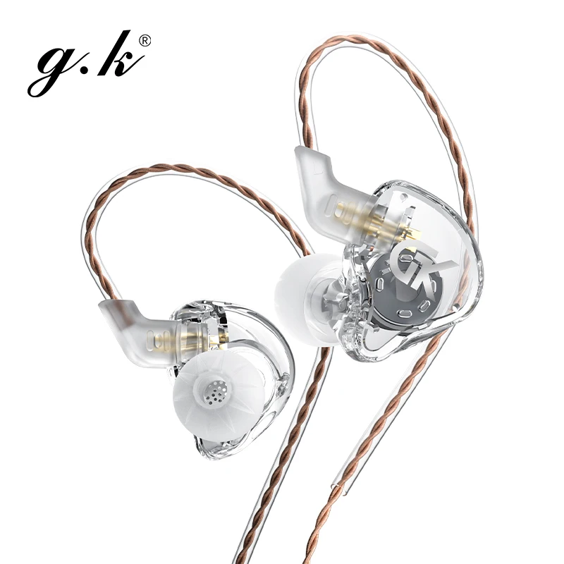 

GK GST Earphones 1DD+1BA Hybrid HIFI Bass Earbuds Noise Cancelling In Ear Monitor Headphones PK KZ ZST, Transparent