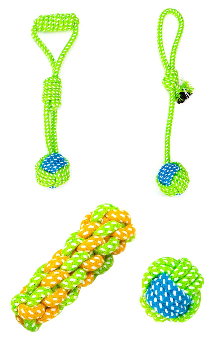 Durable Natural Hemp Rope Interactive Pet Dog Toy Cotton Rope Hemp Dog Toy Set