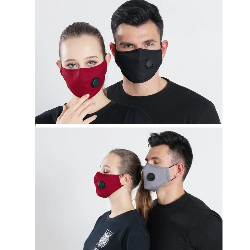 5layers Pm2.5 Washable Costom Face Cotton Cloth Dust Adult Mask Masker With Valve Filter Inside
