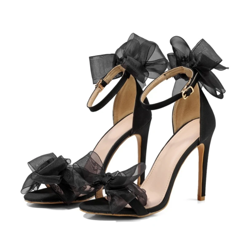 

Bridal Wedding Shoes 2022 Trendy Sexy Lace Rosette High Heels Plus Size 42 Ladies Heel High Wholesale Wedding Shoes For Women, Black
