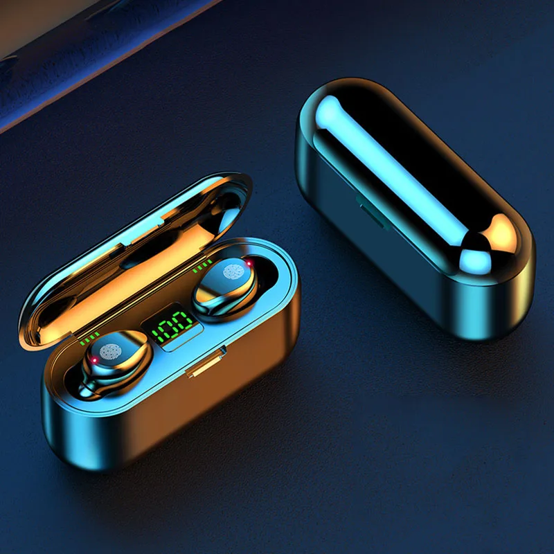 

Wholesale F9 Portable 3 Screens Wireless Waterproof 5.0 Ear Buds Earphone Earbuds With Charging Case