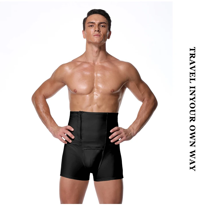 

High waist tummy trimmer control shapewear for men, Black, skin