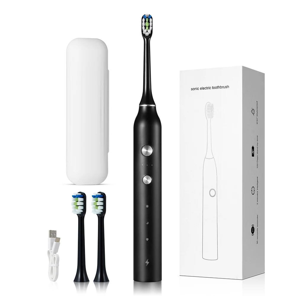 OEM Rechargeable Travel Portable IPX7 Rechargeable Teeth Whitening Head Electric Sonic Toothbrush